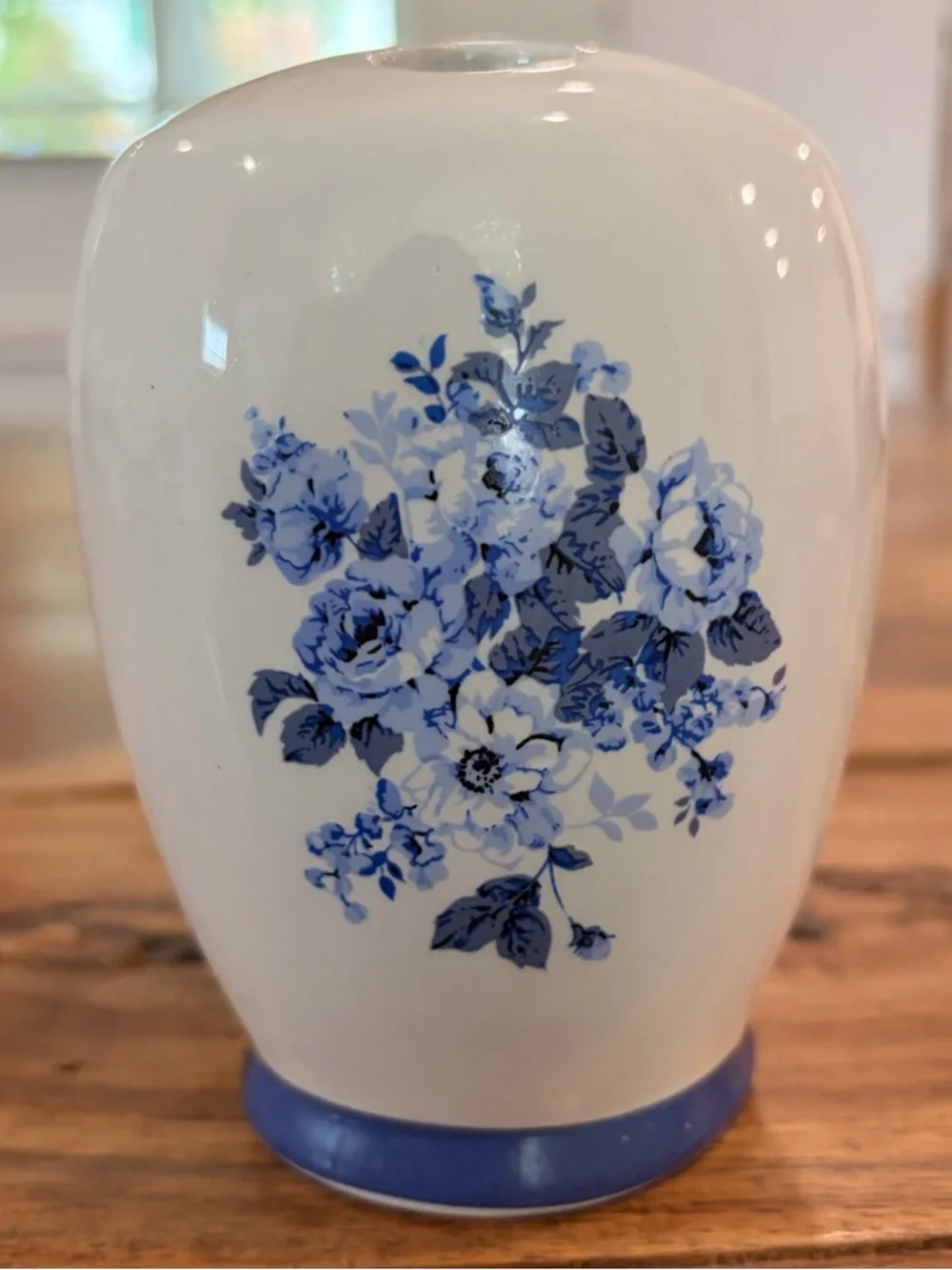 Vintage Ceramic Porcelain White & Blue Floral Toothbrush Makeup Brush Holder